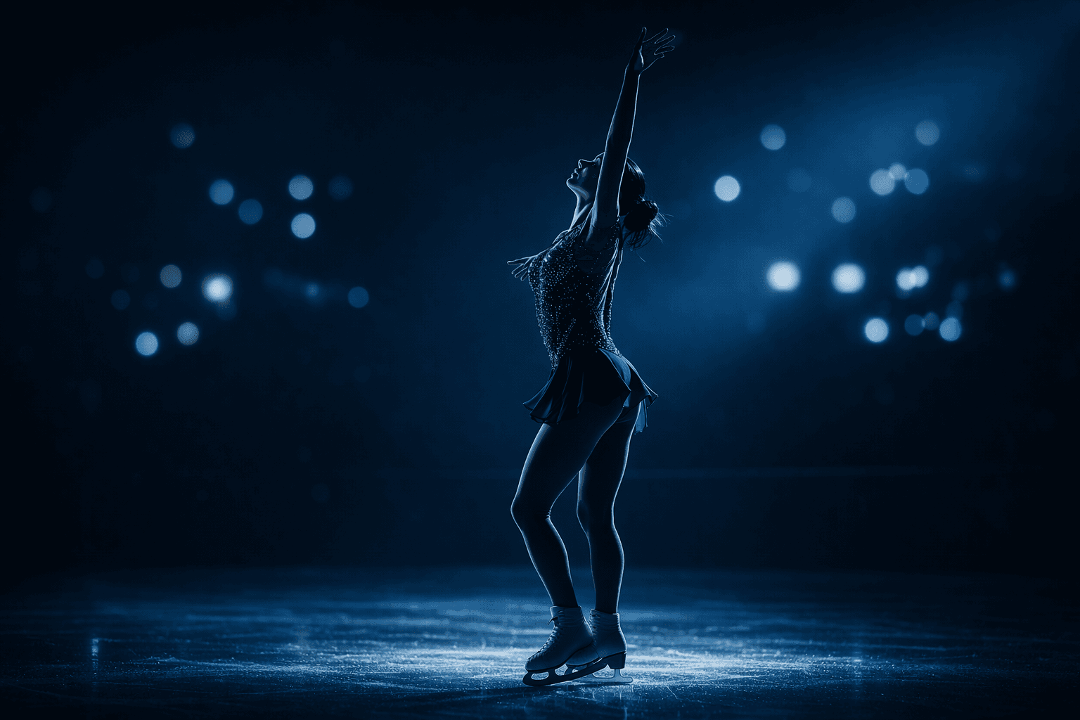 Figure skater performing during a competition program